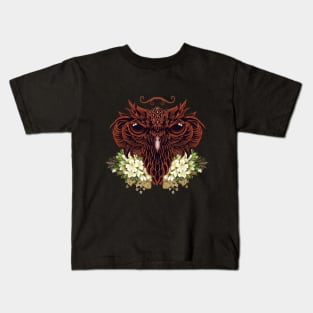 Decorative owl head with flowers Kids T-Shirt